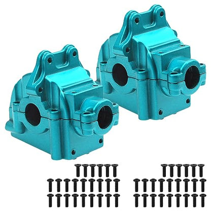 ShareGoo Metal Gearbox Housing Differential Cover & Differential Gear Set & Central Drive Shaft Compatible with WLtoys 144010 144001 144002 1/14 RC Car Upgrade Part (Blue) - color: Blue