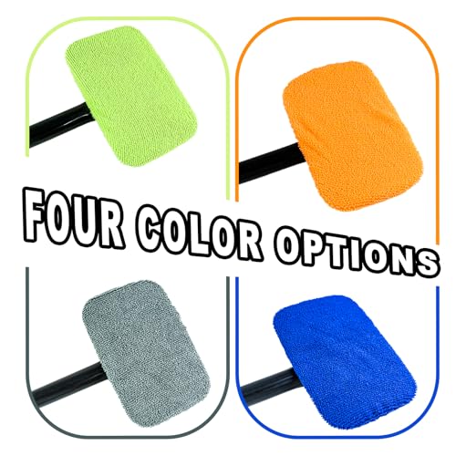 Car Windshield Cleaner Tool, Microfiber Windshield Cleaning Tool with 4 Soft Pads Rotatable Head Cleaning Kit Spray Bottle, Car Accessories Auto Glass Cleaner for Windows