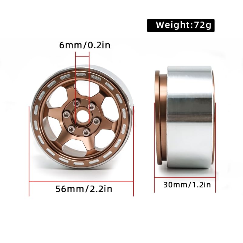 1.9 Beadlock Wheels, 4pcs Black | Aluminum RC Rims Hub with Positive Offset 12mm Hex for 1/10 RC Crawler Axial SCX10 II III 90046 AXI03007 Traxxas TRX4 TRX6 - color: Retro Style-black