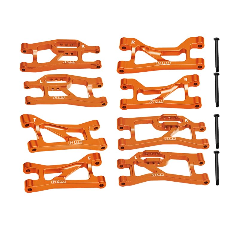 GPM 7075 Alloy Front Upper & Lower + Rear Upper & Lower Suspension Arms for Mini Maxx Monster Truck-107154-1 (Orange) - color: Orange