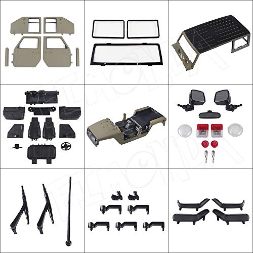 1/10 RC Jeep Car Hard Body Shell Kit, Open Shell Kit 313mm Wheelbase for RC Crawler Car Axial SCX10 90046 90047 RGT EX86100 (Red) - color: Red