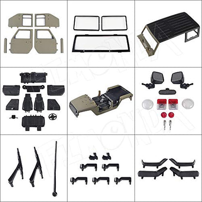 1/10 RC Jeep Car Hard Body Shell Kit, Open Shell Kit 313mm Wheelbase for RC Crawler Car Axial SCX10 90046 90047 RGT EX86100 (Red) - color: Red