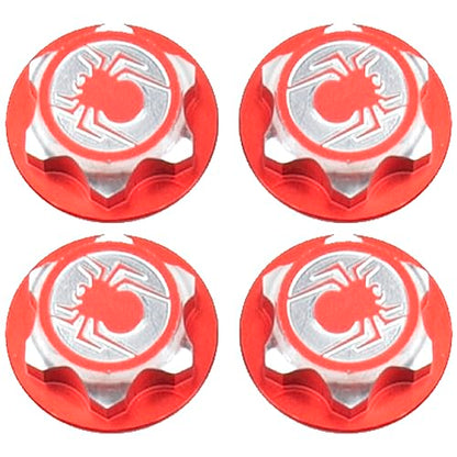 17mm Wheel Hex Cover Lock Anti-Skid Dust Nut & 17mm Wheel Hex Hubs Tires Adapter Compatible with Traxxas HPI HSP Losi Axial Kyosho Tamiya Redcat Himoto 1/8 RC Car (Red) - color: Red