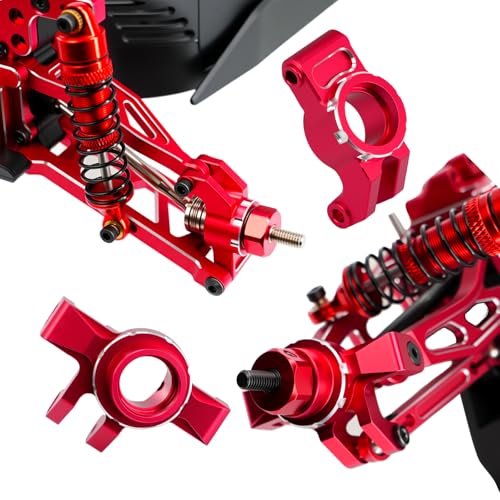 Aluminum Alloy Front Steering Block Knuckles,Rear C-Hubs Upgrade Parts for Arrma 1/14 Typhon Grom 1/18 Granite Grom (Red) - color: Red