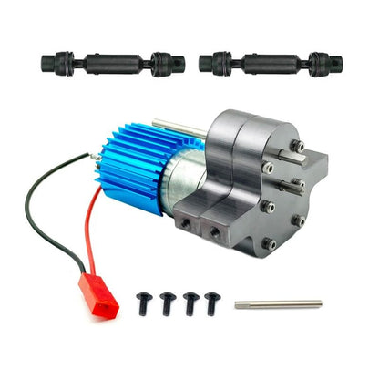 Metal 370 Motor Gearbox Gear Box with Drive Shaft for WPL C14 C24 B24 B36 MN D90 D99 MN99S RC Car Upgrades Parts Accessories(Titanium) - color: Titanium