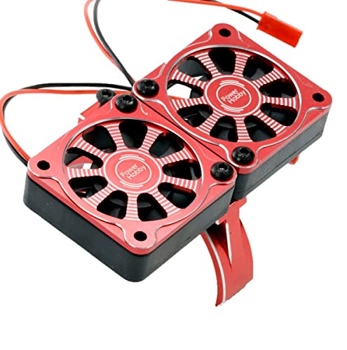 Powerhobby Aluminum Heatsink 1/5 Dual High Speed Cooling Fans w/Covers (Red) - color: Red