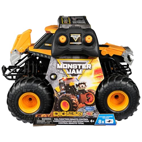 Monster Jam JCB DIGATRON Remote Control Truck, 1:15 Scale RC Monster Truck with 2.4GHz Full-Function Controller, Indoor/Outdoor, Official Vehicle for Kids Ages 4+