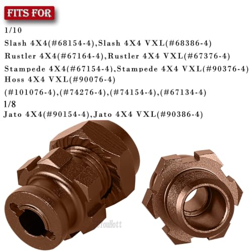 RC Upgrades Part Aluminum 17mm/12mm Wheel Hex/Nuts/Wheel Wrench for 1/8 Jato 4X4,1/10 Rustler/Slash/Stampede/Hoss 4X4 4WD VXL,Hex Hub Adapters Hops Up,Bronze(#9069#9086) - color: Bronze-(for 1/10）