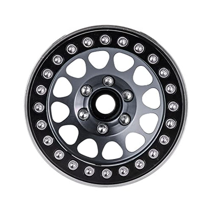INJORA 1.9 Beadlock Wheel Offset -10.4mm for 1/10 RC Crawler (Black＆Grey) - color: Black&grey