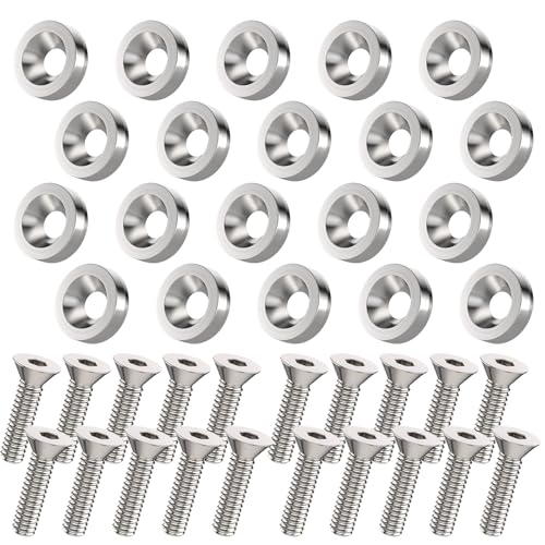 20 PCS Engine Dress Up Kit, CNC Finishing Fender Bumper Washers (Sliver) | M6 Aluminum Engine Bay Dress Up Kit, Fender Bolts for Trunk License Plate Frame - color: 20 pcs Silver
