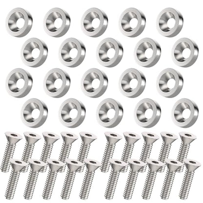 20 PCS Engine Dress Up Kit, CNC Finishing Fender Bumper Washers (Sliver) | M6 Aluminum Engine Bay Dress Up Kit, Fender Bolts for Trunk License Plate Frame - color: 20 pcs Silver