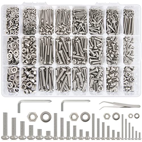 1315Pcs M2 M3 M4 M5 Phillips Pan Head Bolts and Nuts Kit, 24 Size | 304 Stainless Steel Metric Machine Screws with Washers, 6mm 8mm 12mm 16mm 20mm 25mm 6 Length 24 Sizes for DIY & Repair - size: B. M2 M3 M4 M5