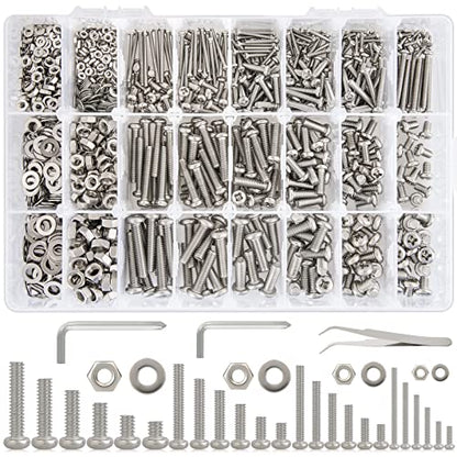 1315Pcs M2 M3 M4 M5 Phillips Pan Head Bolts and Nuts Kit, 24 Size | 304 Stainless Steel Metric Machine Screws with Washers, 6mm 8mm 12mm 16mm 20mm 25mm 6 Length 24 Sizes for DIY & Repair - size: B. M2 M3 M4 M5
