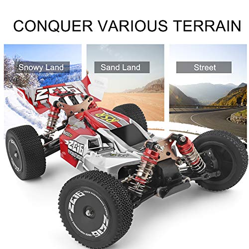 GoolRC WLtoys 144001 RC Car, 4WD 2.4GHz 60km/h High Speed Remote Control Car Off-Road RC Trucks, 1:14 Scale RC Buggy with RTR Aluminum Alloy Chassis 550 Motor Gifts for Adults - color: Green