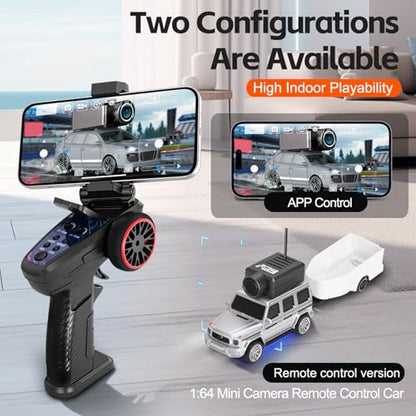 Wltoys 1:64 FPV RC Drift Car, 720P WiFi APP, 2.4GHz Gyro (Silver) | HD Camera with Real‑time Video. Dual Control: Remote or Phone App. 3 Speeds & Suspension. LED Lights for Hobbyists - color: Sliver