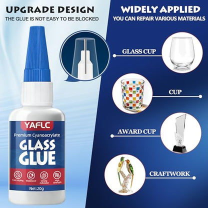 Glass Glue Liquid, Super Glue for Glass Repair 40g | Clear Instant Cyanoacrylate Adhesives for Acrylic Repair, Plexiglass, Jewelry, Rhinestone, Crystal, Art, Mirror, DIY Crafts - style: Glass Glue