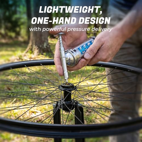 Mini Grease Gun Kit with 2 Tubes, 3 oz Steel Small Grease Gun for Bicycle Bike Chains Bearings Pedals, Lawn Mower, Air Tools and Garden Equipment