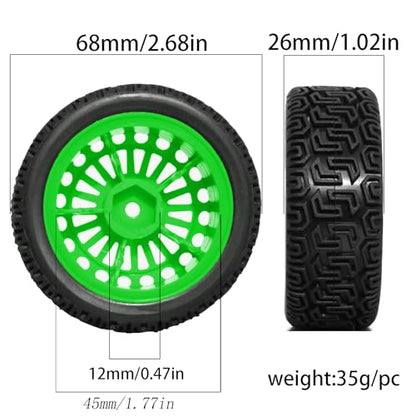 1/10 RC On-Road tires 68mm Rally Car Tire and Plastic Wheels 12mm Hex good drifting power for 1/10 RC On-Road Touring Drift Car HPI Kyosho FAZER MK2 HSP Tamiya XV01 TT01%t054+1 (Green) - color: Green