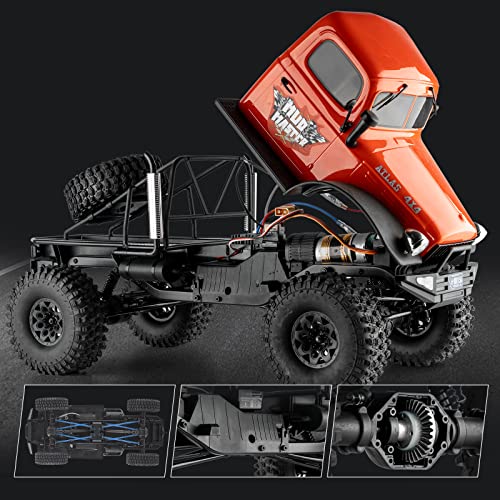 BEEZRC RocHobby 1/10 Atlas RC Crawler, 4WD with Lighting, 2.4GHz RC Rock Truck, Off Road Hobby Grade, Remote Control Car for Adults, Need to Complete with Battery (Red) - color: Orange