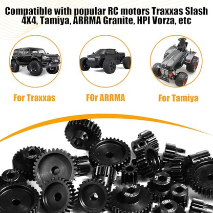 3-Pack Steel Metal 0.8M 5mm Pinion Motor Gear Sets 13T Compatible with HPI Kyosho Losi Axial Tamiya 1/8 1/10 RC Car Monster Truck Buggy, 0.8 Module Gear for Traxxsa Arrma - style: 3Pcs 13T