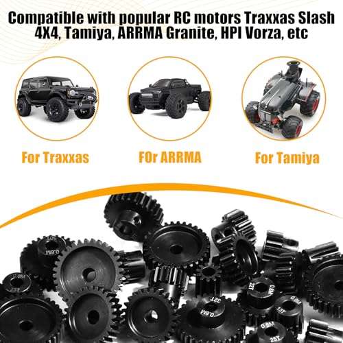3-Pack Steel Metal 0.8M 5mm Pinion Motor Gear Sets 13T Compatible with HPI Kyosho Losi Axial Tamiya 1/8 1/10 RC Car Monster Truck Buggy, 0.8 Module Gear for Traxxsa Arrma - style: 3Pcs 13T