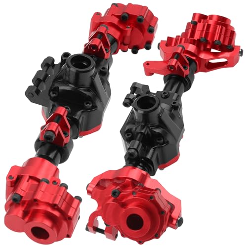 ShareGoo Aluminum Alloy Front & Rear Portal Axle Housing Set Compatible with Traxxas TRX4 Defender Bronco 1/10 RC Crawler Car Upgrades Part (Red) - color: Red