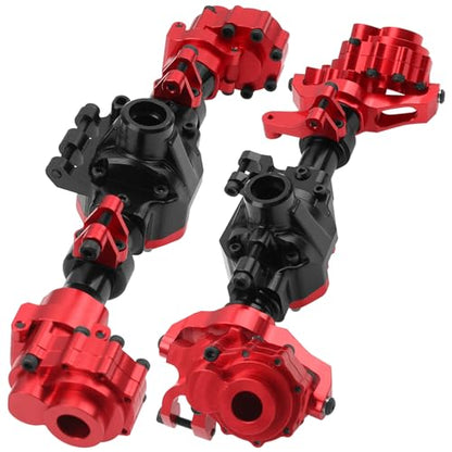 ShareGoo Aluminum Alloy Front & Rear Portal Axle Housing Set Compatible with Traxxas TRX4 Defender Bronco 1/10 RC Crawler Car Upgrades Part (Red) - color: Red
