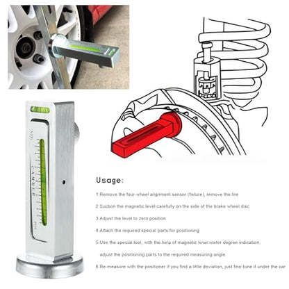 Adjustable Magnetic Gauge Tool, Automotive Camber Castor Strut Wheel Alignment Tools, Universal Camber Gauge, Vehicle Tire Repair Accessories for Most Cars Trucks RVs (Silver) - color: Silver