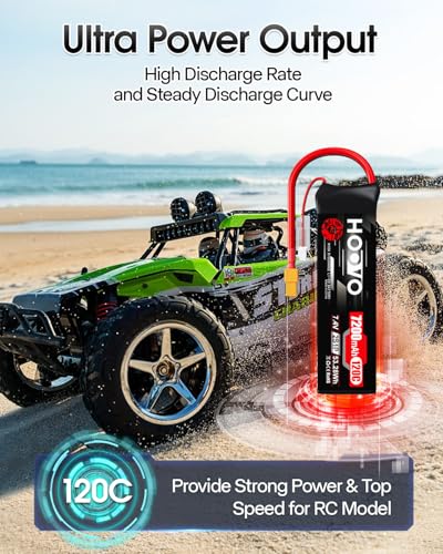 HOOVO 2S Lipo Battery, 7.4V 7200mAh 120C RC Battery Pack,Softcase,XT60 Plug | 2Packs,for RC Car Truck Buggy Crawler Airplane Boat RC Vehicle