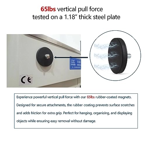 65LBS Mounting Magnets 2Pack, Rubber Coated Neodymium Magnets with M8 Threaded Stud, Non-Slip Strong Mounting Magnet for Led Lighting Bar, Rubberized Magnet Base for Signal Lighting Camera - size: M8/2-pack 65lbs