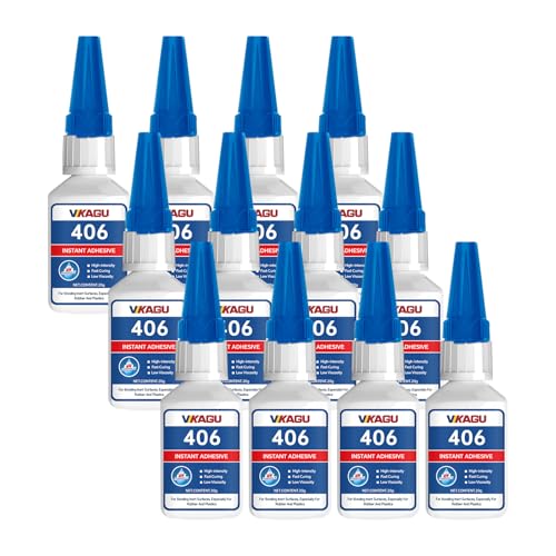 406 Instant Adhesive Super Glue Clear High Strength Rubber & Plastic Bonder 20g 12 Pack - size: 406, style: 12 Pack