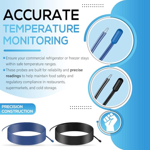 119" Temperature Probe Sensors (Black and Blue) Fit for Dixell, Carel, for Commercial Refrigerators and Freezers (2 PCS)
