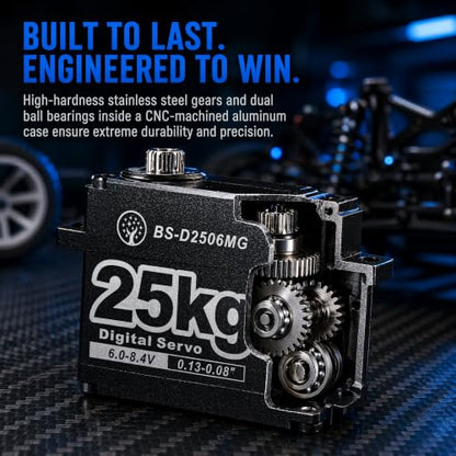 25KG Large Torque HV IP67 Waterproof Digital Servo with 25T Servo Horn Full Metal Gear for RC Car and Truck Robot Parts (BS-D2506MG-180 Degree) - color: Bs-d2506mg-180 Degree
