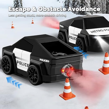 Remote Control Car Cyber-Inspired Rc Cars Toys with Drift Spray Lights Sound Automatic Follow 2.4GHz Rc Truck Toys for 3+ Boys Pet - color: Black