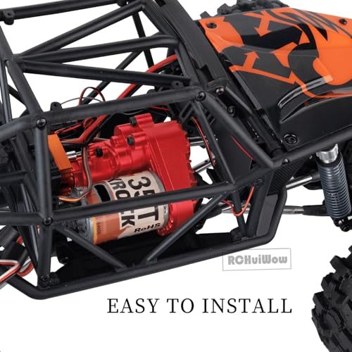 RC Transmission w/Gear Upgrades Part for 1/10 SCX10 AXI03004 Capra 1.9 UTB,Aluminium Alloy Complete Gearbox Transmission Case with Gear,Red - color: Red(1set)