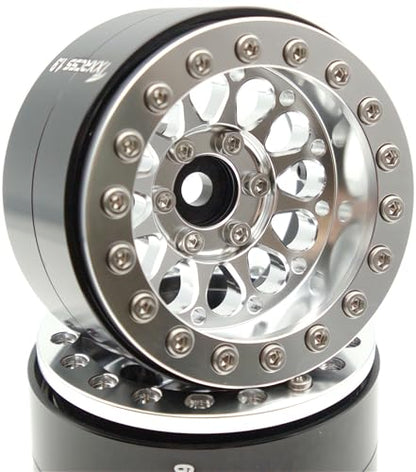 Rc 1.9 Inch Beadlock Wheel Negative Offset 8mm Aluminum Wheel Rim Hex 12mm for 1/10 RC Crawler Axial SCX10 TRX4 VS4-10 Gen8 MST CFX 4PCS (Silver) DK1908 - color: Silver
