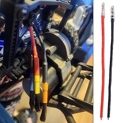 RC Motor Extension Cables, 10-Pack 4mm Rubber Plug Connector Wire, 6AWG Silicone for Axial SCX10, GEN8 Model Toys