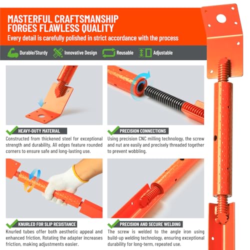 Heavy Duty Concrete Turnbuckle Form Aligner(Length: 33.2"-40")-Adjustable Wall Concrete Brace Premium Steel 2Pack