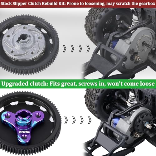 Aluminum RC Slipper Clutch Eliminator Gears for 2WD Traxxas 1/10 Stampede/Slash/Rustler/Bandit VXL XL5 Transmissions Gearbox Case Upgrades (Blue-Purple) - color: Blue-black