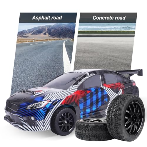 Hobbypark (4-Pack) OD 2.56''(65mm) Rubber Tires & Wheels 12mm Hex Drive Hub for 1/10th Scale RC Touring Car