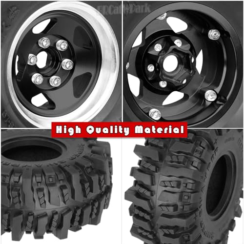 4PCS RC 1.9 in Wheel Tires for 1/10 TRX4 TRX6 SCX10 SCX10 II 90046 SCX10 III AXI03007 Gen7/8 D90 VS4-10 RC Crawler Car,BRCatWPark Alloy 1.9 Beadlock Wheel and Rubber Tires w/Sponge,Black - color: Black - (Tires)