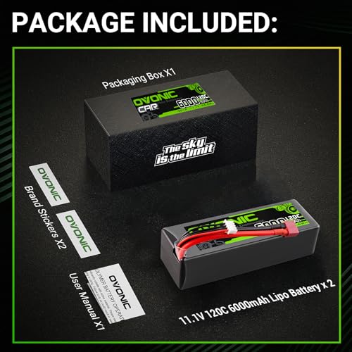 OVONIC 3S LiPo Battery 11.1V 6000mAh 120C with T-Style Connector for RC Car RC Truck Airplane Helicopter Boat Car Racing RC Hobby (2 Packs)