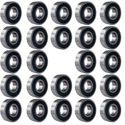 Tonmp 24 PCS 608-2RS Ball Bearings – Double Rubber Sealed Miniature Deep Groove Ball Bearings (8mm x 22mm x 7mm) (608 2RS)