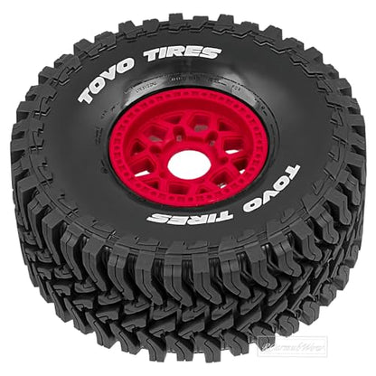 RC Wheels and Tire for 1/8 Maxx Slash 6S Short Course Truck(102076-4),All-Terrain Rubber Tyres w/Foam Insert,Replacement for #10272,Red - color: Red(4pcs)