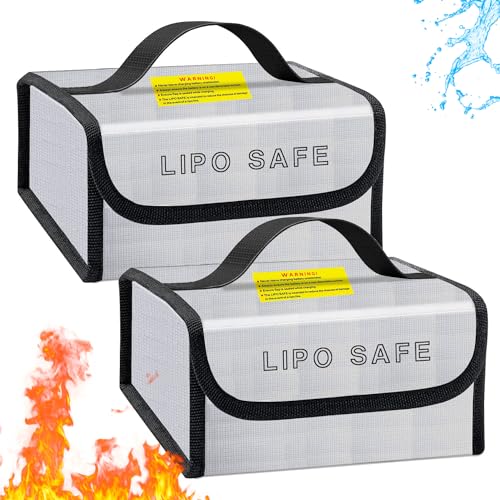 2PCS 185 * 120 * 80mm Lipo Battery Safe Bag Fireproof Charging Bag for RC Lipo Battery Pack Storage Charging Transport, Home Office Travel Lipo Safe Storage Pouch - size: 185x120x80mm (2 pcs)