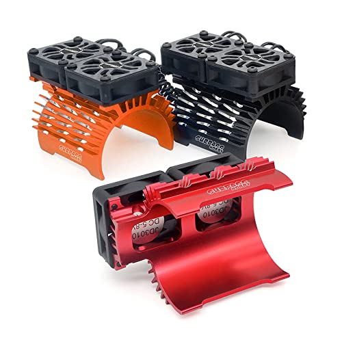 56mm RC Motor Cooling Fans, Hobby Twin Fan with Metal Heatsink for 1/8 1/10 RC Car 3650 3660 540 550 (56mm Red for 55/56/58mm Motor) - style: 56mm Red for 55/56/58mm Motor