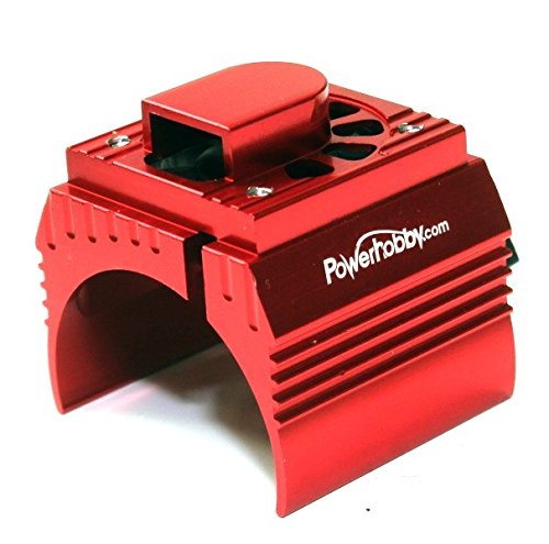 Aluminum Motor Heatsink + Cooling Fan For 1/8 Size Motors Red fits : Castle Creations 2200kv + 2650KV Motors, Dynamite, Hpi, Novak, Trinity, Arrma Nero, Kraton, Fazon, Outcast, Tekin,