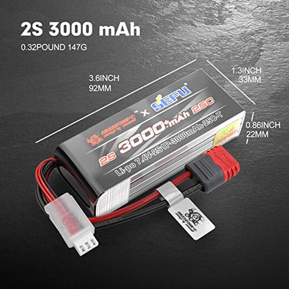 HYPER GO Angry Snail 2S3000 RC Car Upgrade Accessories 2S 7.4V 3000 mAh 25C LiPo Battery, Spare Parts RC Battery All 1/12 1/14 1/16 Scale