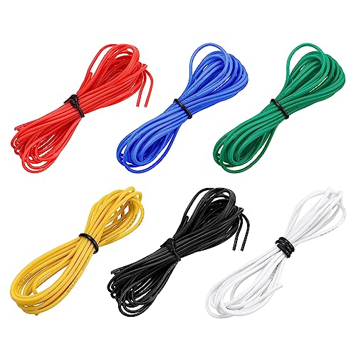 MECCANIXITY 24 Gauge Wire Silicone Wire 24AWG Electrical Wire Stranded Wire Tinned Copper Wire High Temp Hookup Wire 6 Color 1.5m/4.92ft for Car Model Electric Appliances 6pcs - size: 24AWG, 4.92ft