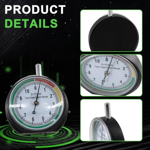 1pc Car Wheel Tire Tyre Tread Depth Gauge Meter Indicator Pointer Measure Device Tool 0-11mm Tire Condition Monitor Display Accessories
